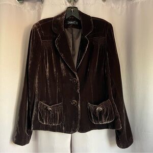 Tribal Women's Dark Brown Velvet Blazer